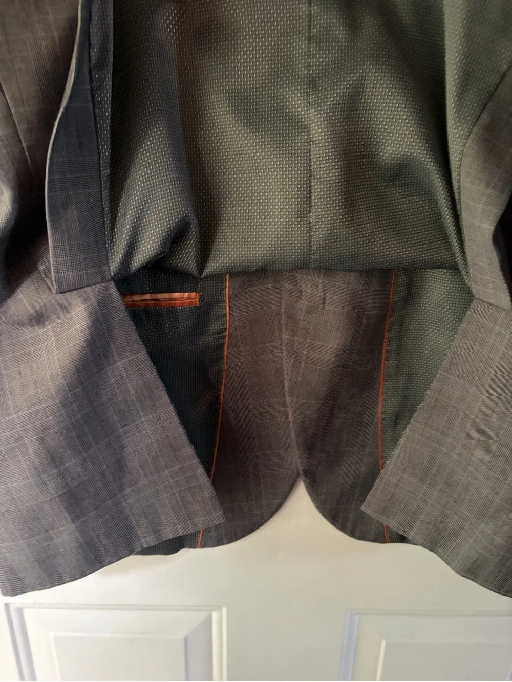 Boccaccio Uomo Gray light blue navy gray Windowpane Sport Coat blazer Sz 48 EUC